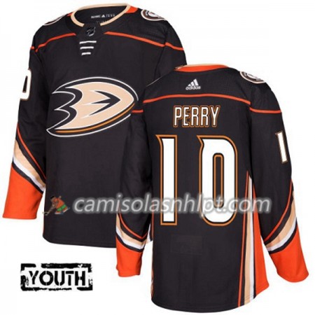 Camisola Anaheim Ducks Corey Perry 10 Adidas 2017-2018 Preto Authentic - Criança